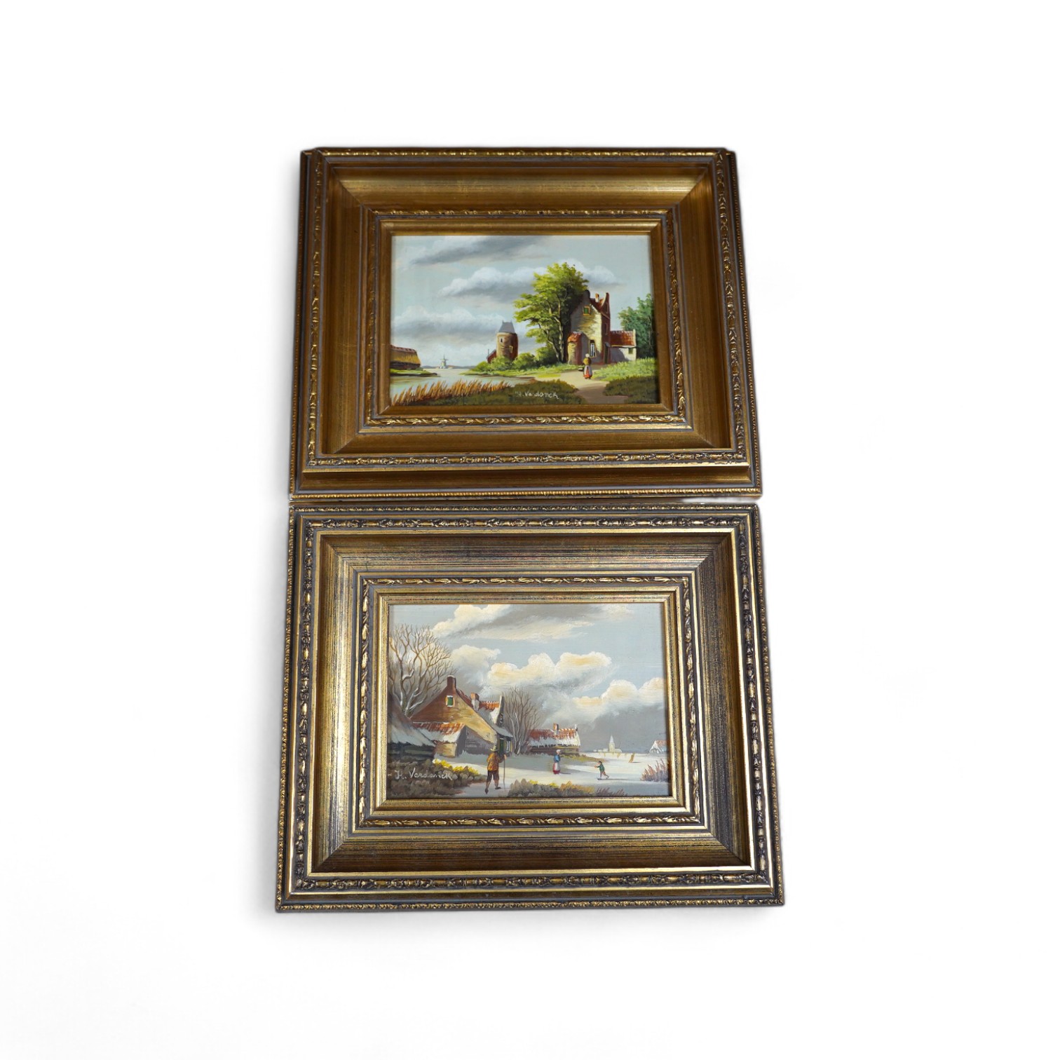 Hendrik Verdonck, pair of framed oils on board, Dutch scenes, 11.5 x 16.5cm. Condition - good